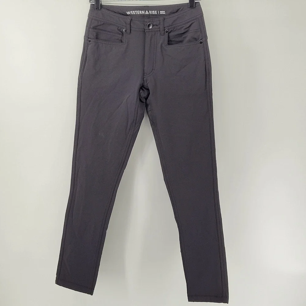 Western Rise Evolution Pants Men 28 Charcoal Grey Slim Straight‎ Stretch Travel